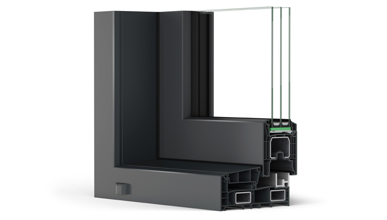 Janela de correr SYNEGO SLIDE em PVC cor antracite